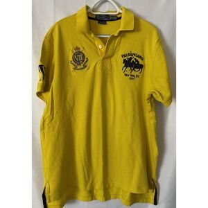 Polo Ralph Lauren RL County Riders & Jockey Club Polo Shirt Yellow #258 Size XL
